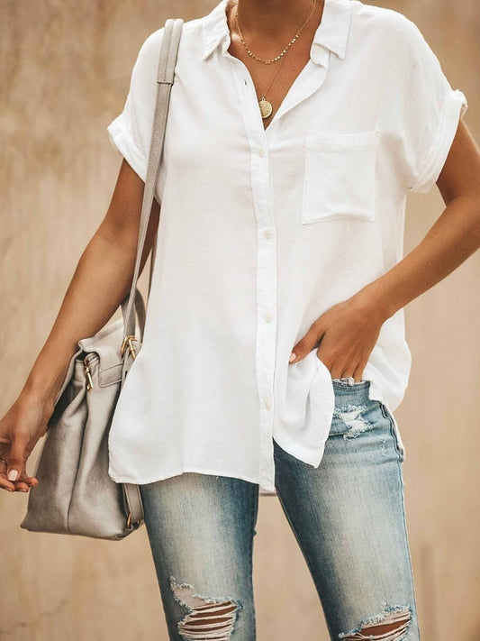 Women's Collared Button-Down Blouse