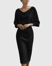 Women's Draped Batwing Midi Dress