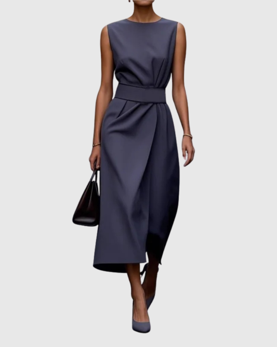 Women's Elegant Round Neck Midi Dress