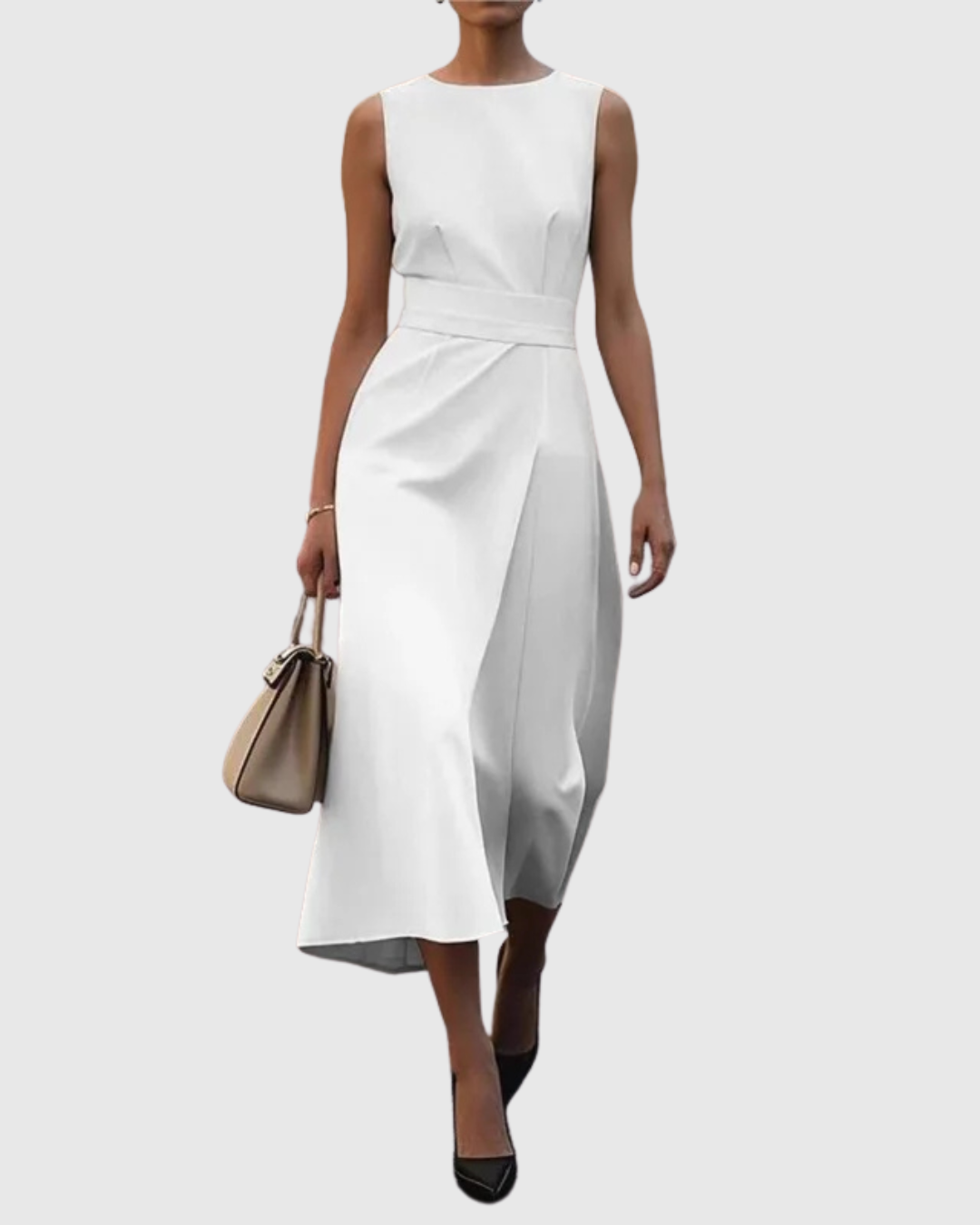 Women's Elegant Round Neck Midi Dress