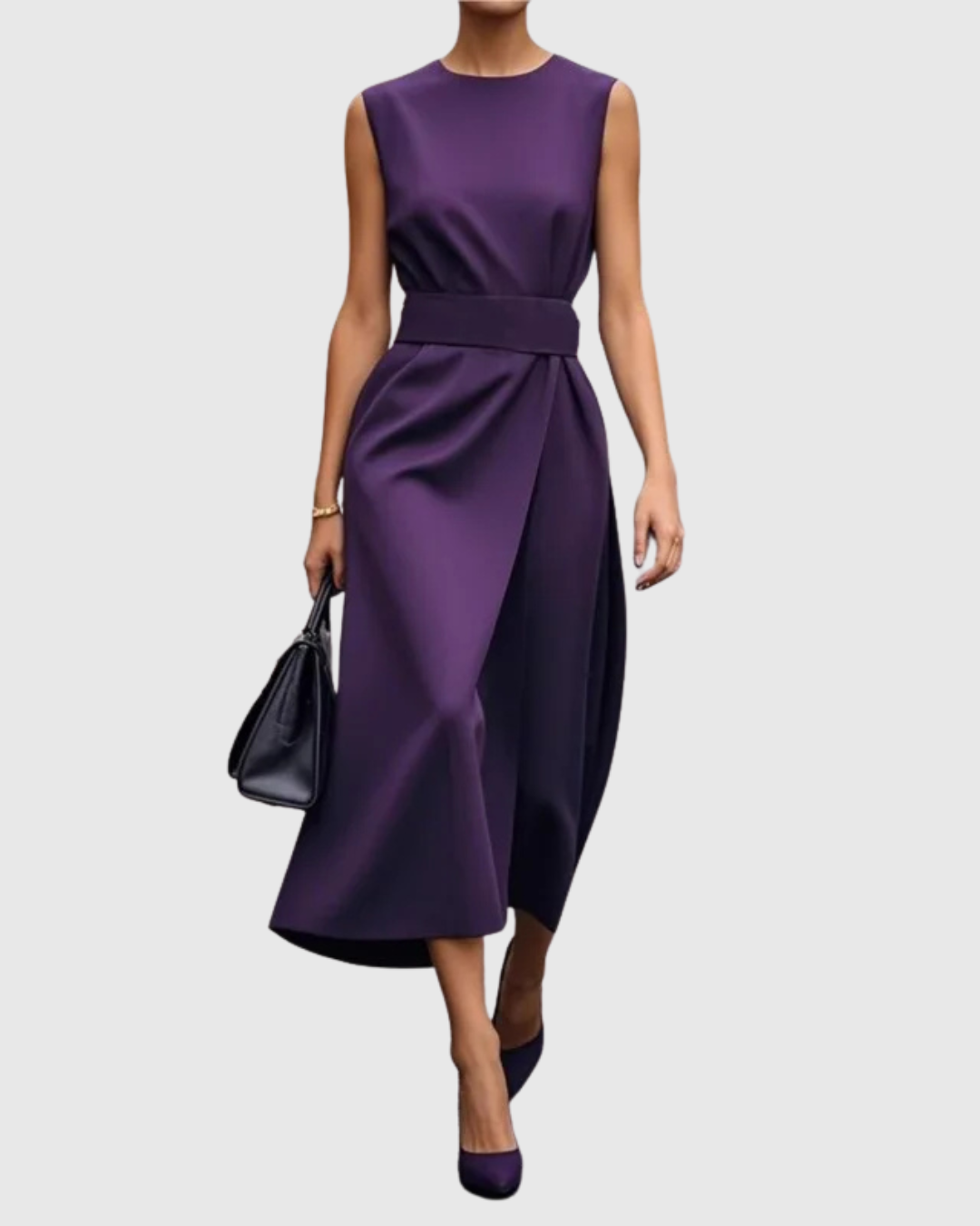 Women's Elegant Round Neck Midi Dress