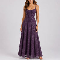 Women's Floral Corset A-Line Maxi Fall Wedding Guest Dress