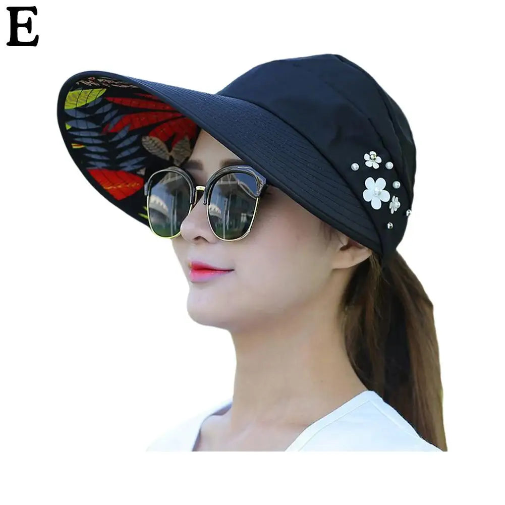 Women's Foldable Wide-Brim Beach Hat with UV Protection