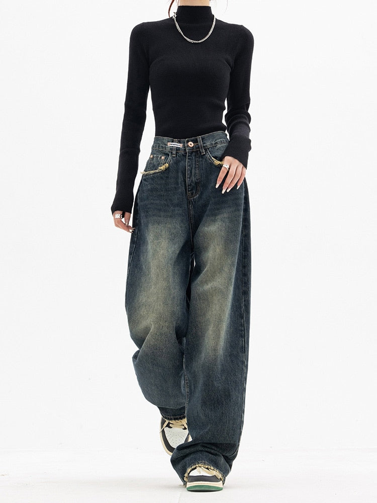 Women's High-Waisted Wide-Leg Baggy Jeans