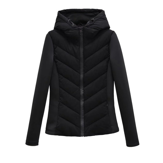 Women's Lightweight Padded Winter Jacket with Hood and Hidden Pockets