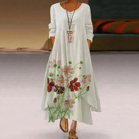 Women's Long-Sleeve Asymmetric Hem Midi Dress