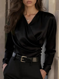 Women's Long Sleeve Wrap Blouse
