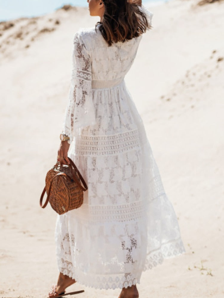 Women's Maxi Dress - Elegant Bohemian Summer Style