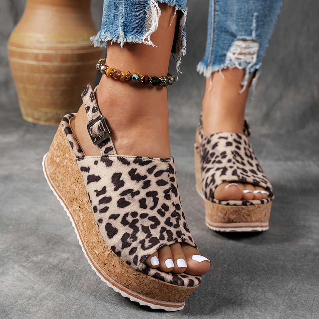 Women's Orthopedic Platform Wedge Sandals with Buckle Strap