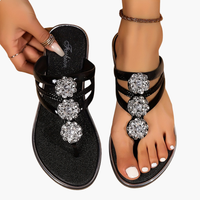 Women's Orthopedic Sandals with Rhinestone Straps and Cushioned Insole
