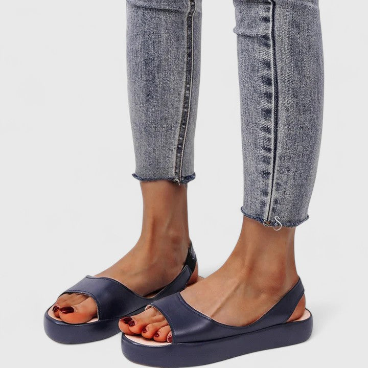 Women's Orthopedic Slip-On Sandals with Cushioned Insole and Back Strap