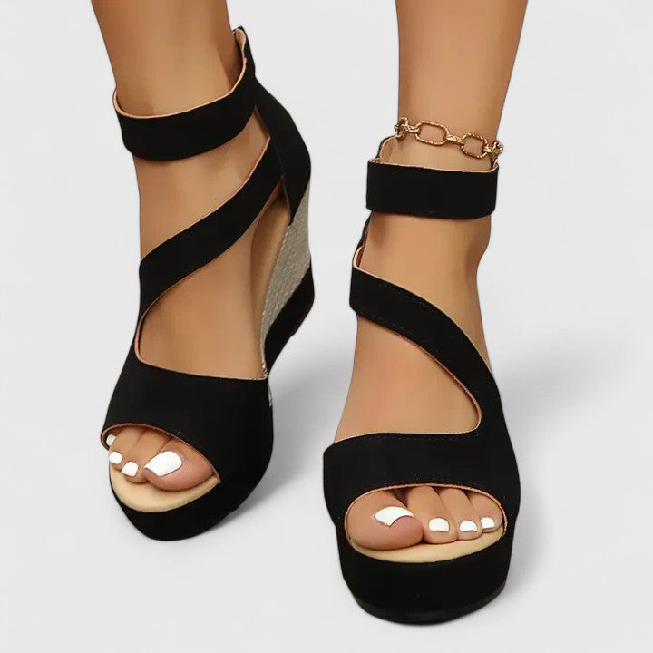 Women's Orthopedic Wedge Sandals with Elastic Straps and Heel