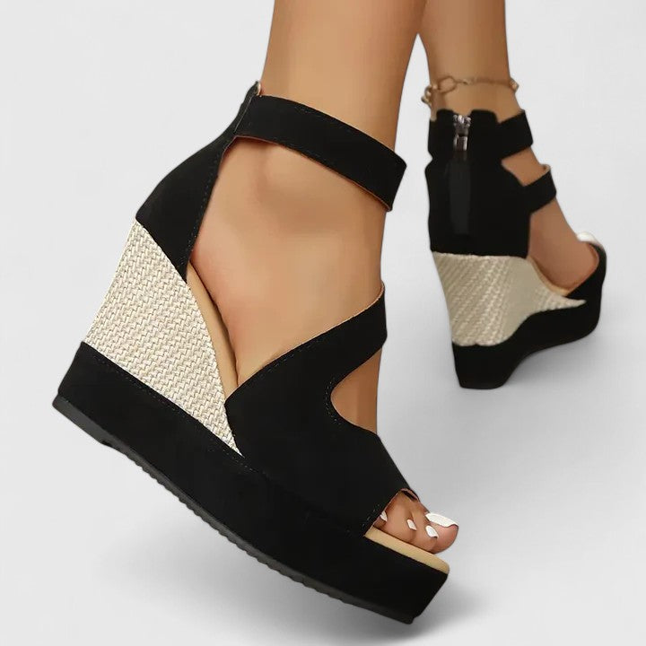 Women's Orthopedic Wedge Sandals with Elastic Straps and Heel