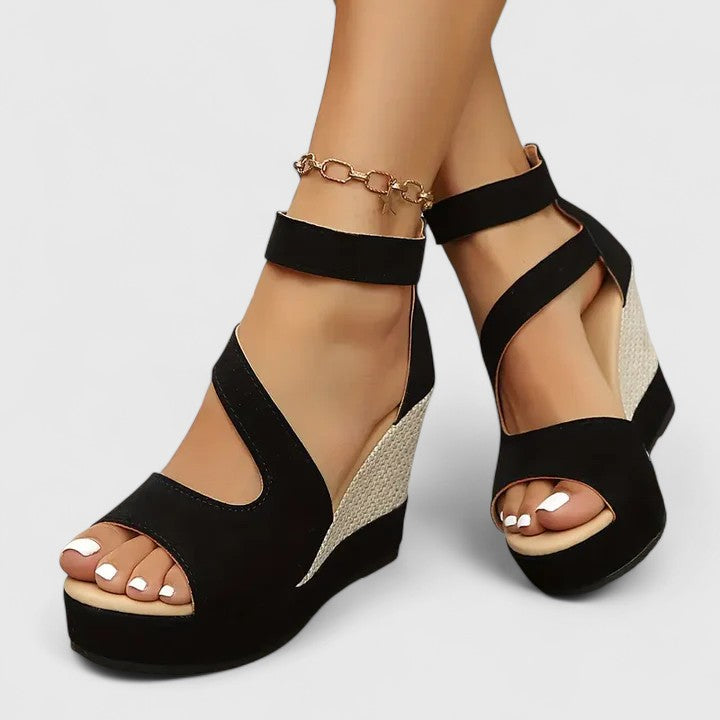 Women's Orthopedic Wedge Sandals with Elastic Straps and Heel