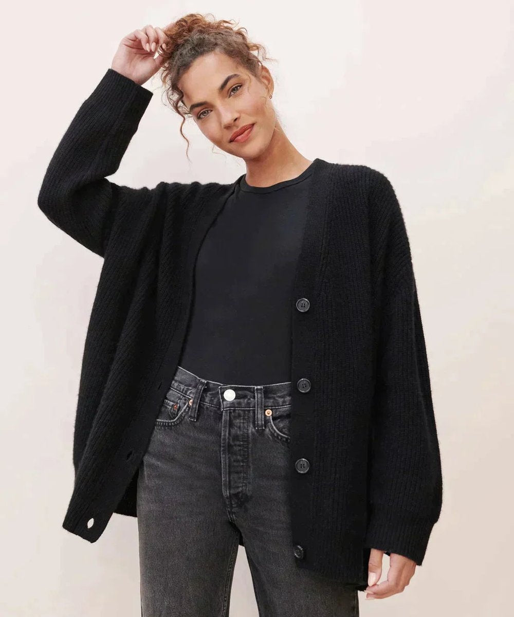 Women's Oversized Button-Front Cardigan