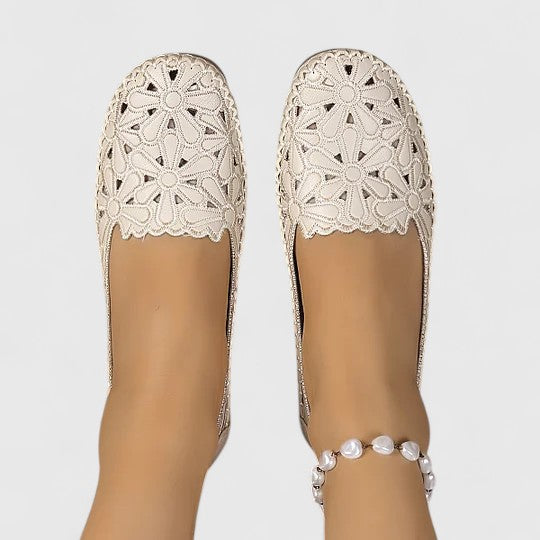 Women's Perforated Floral Slip-On Ballet Flats
