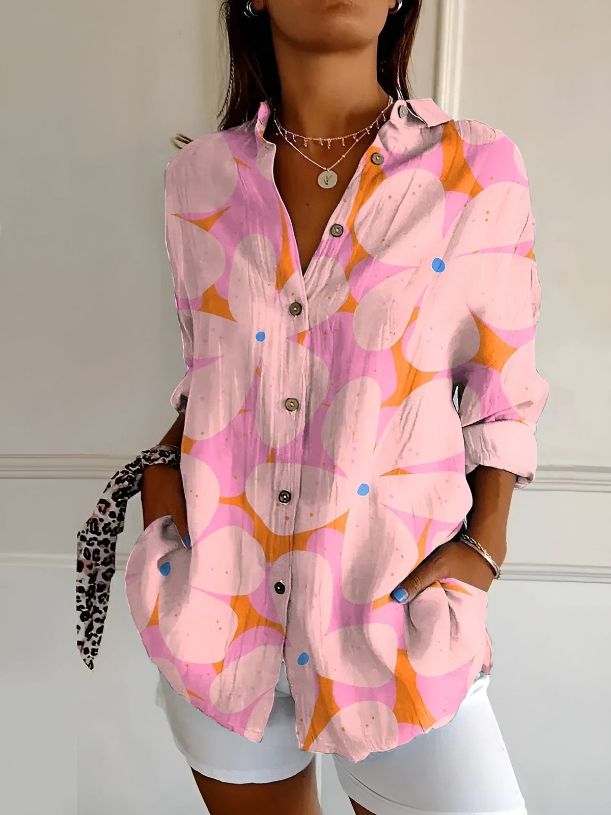 Women's Printed Button-Up Shirt