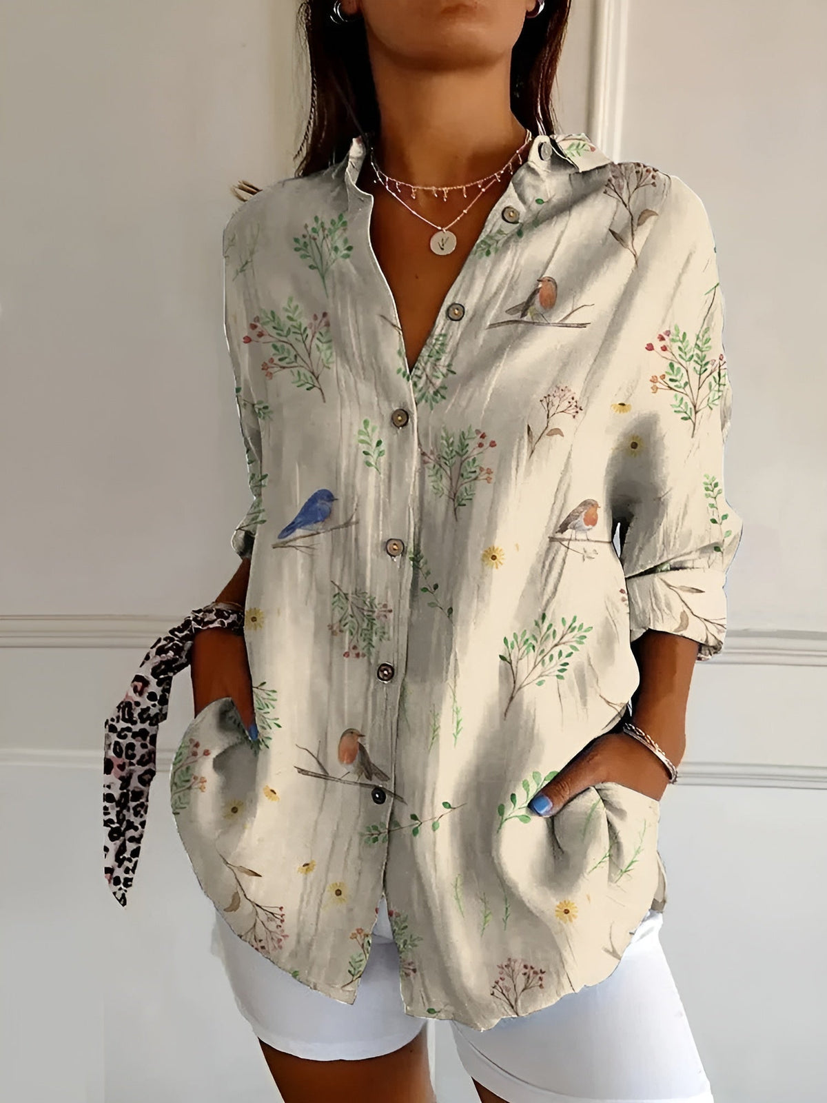 Women's Printed Button-Up Shirt