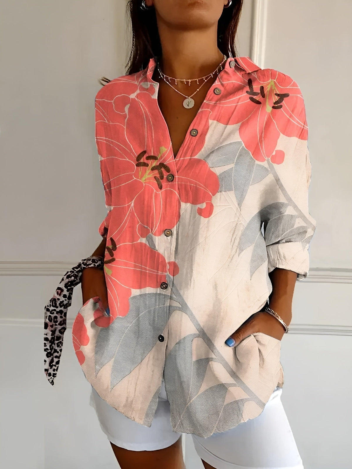 Women's Printed Button-Up Shirt