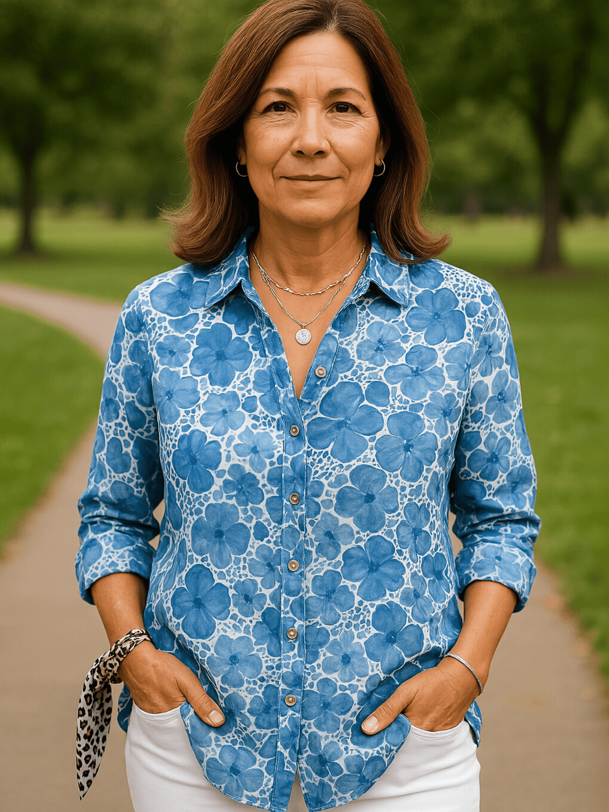 Women's Printed Button-Up Shirt