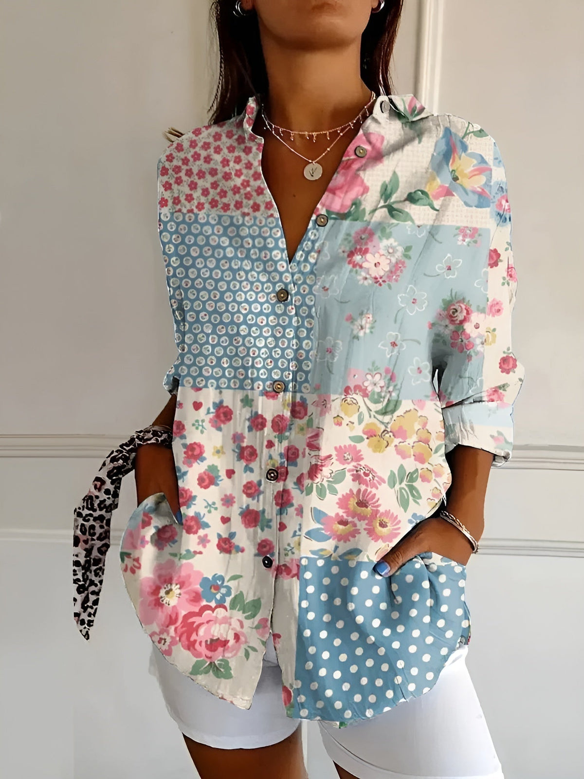 Women's Printed Button-Up Shirt