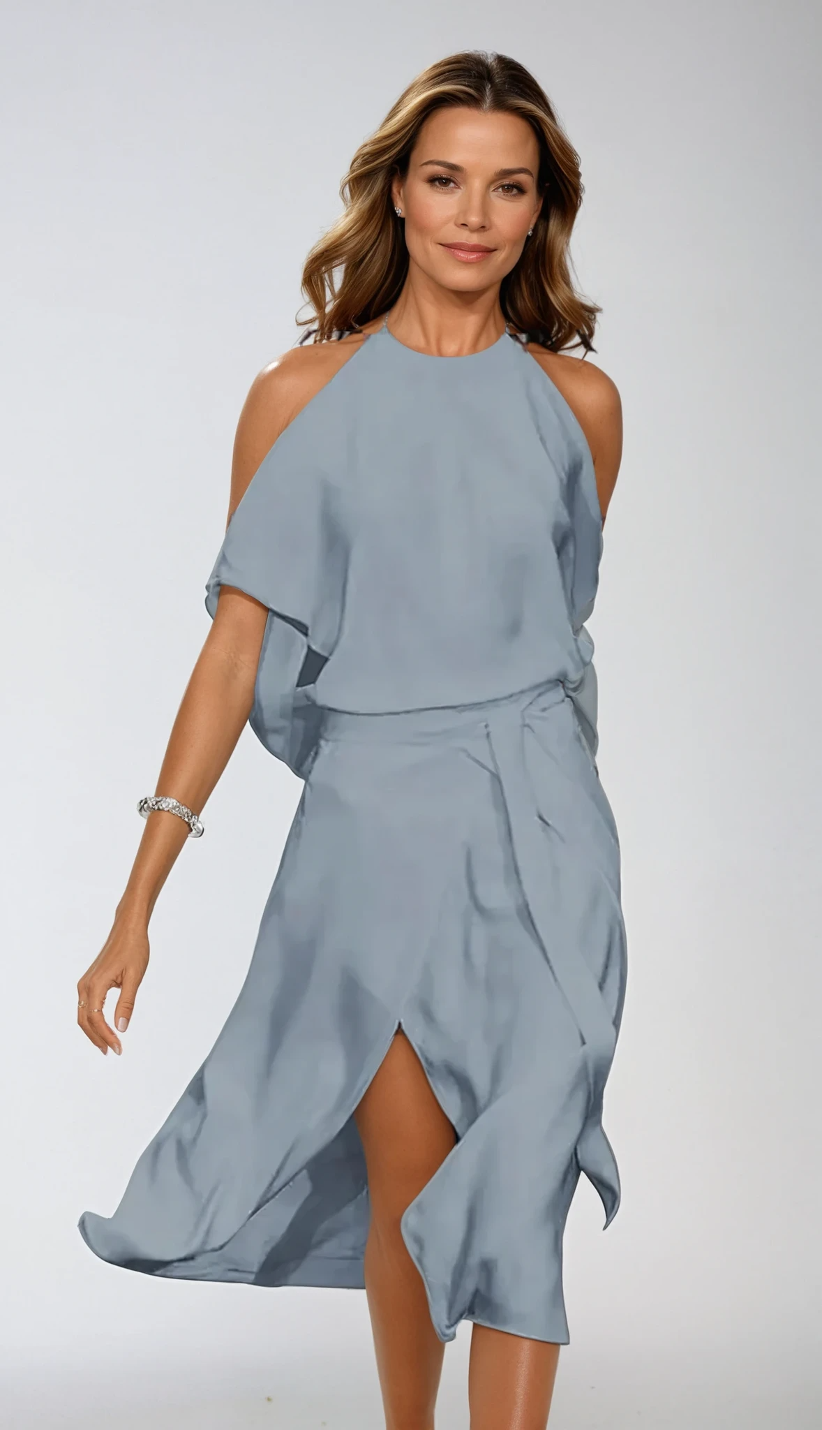 Women's Sleeveless Halter Neck Midi Slip Dress