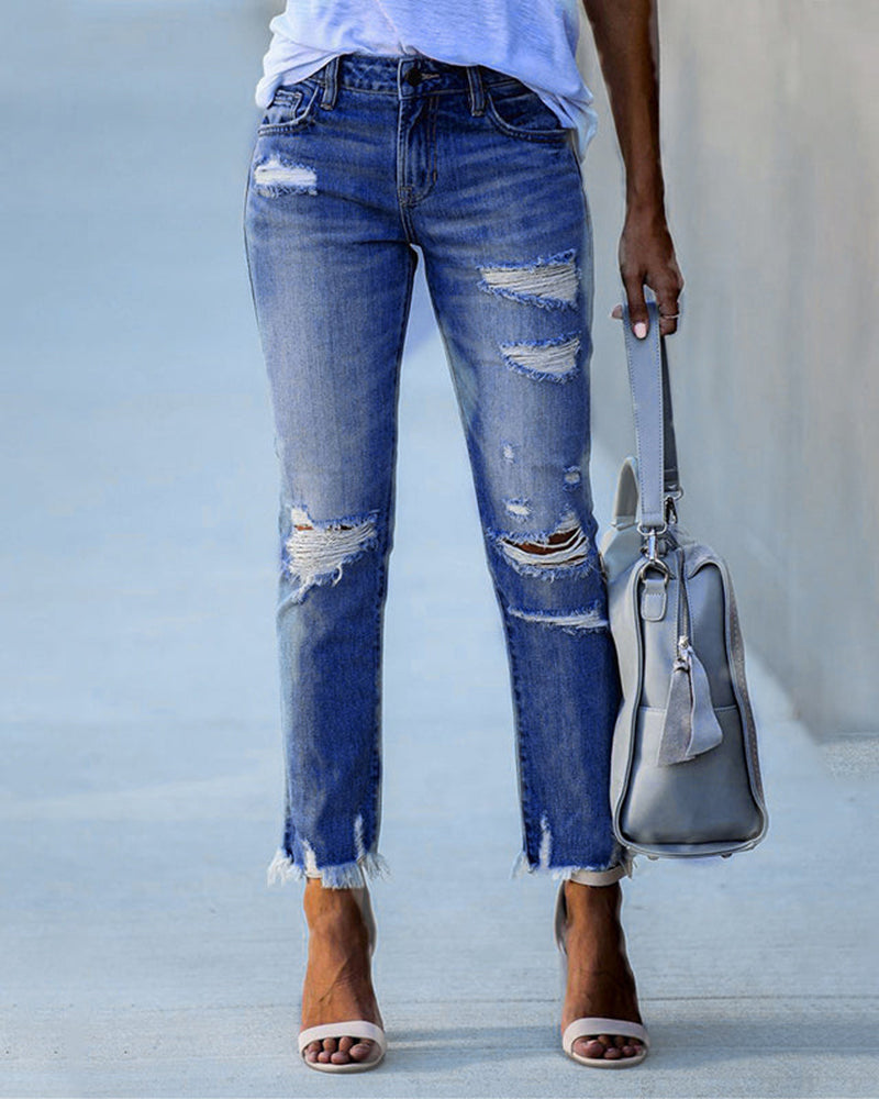 Women's Slim Fit Distressed Jeans