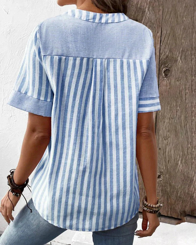 Women's Striped Button-Down Blouse