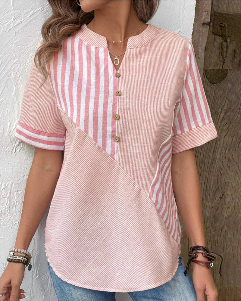 Women's Striped Button-Down Blouse