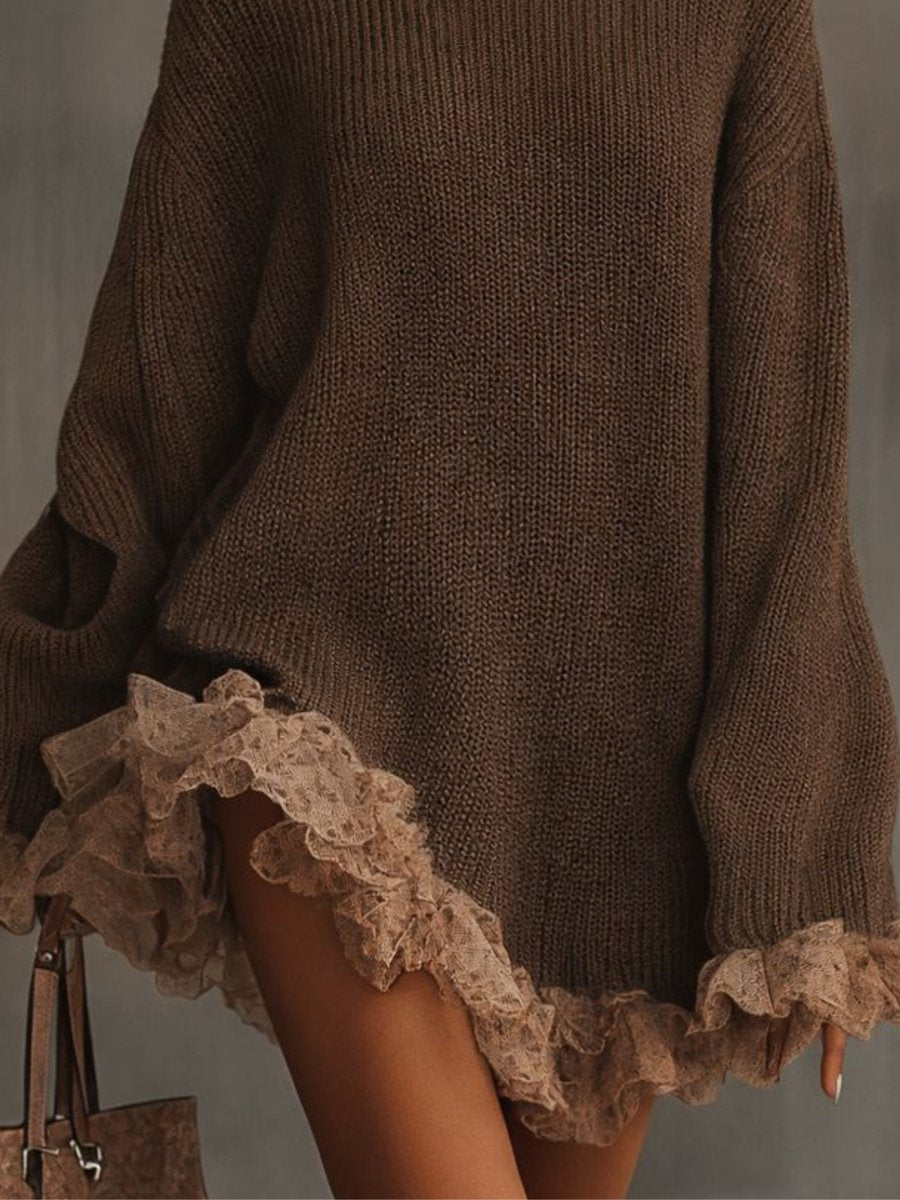 Women's Turtleneck Oversized -Hem Formal Dress