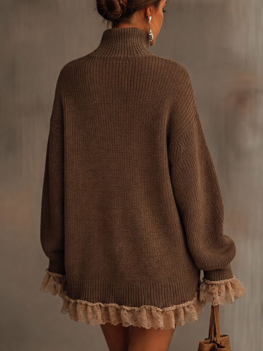 Women's Turtleneck Oversized -Hem Formal Dress