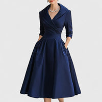 Women's V-Neck A-Line Midi Dress