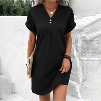 Women's V-Neck Mini Shirt Dress