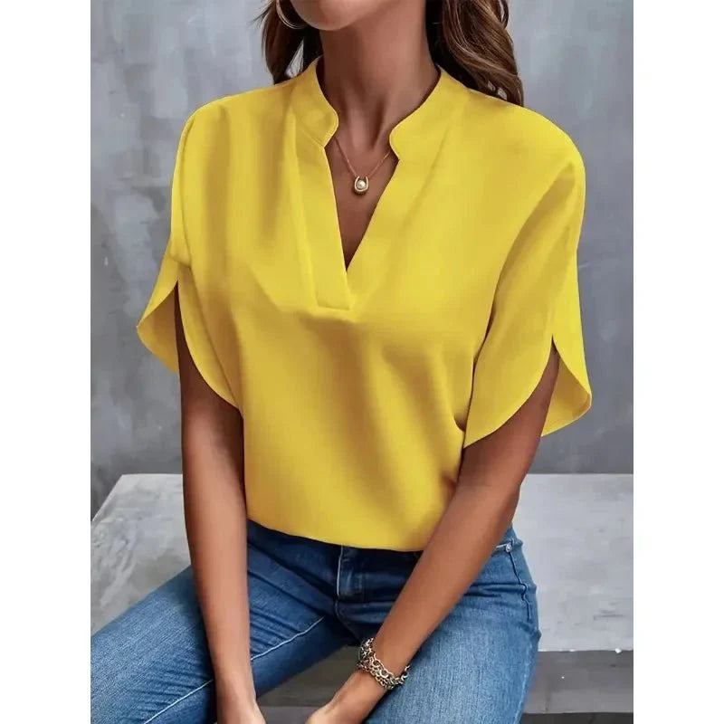 Women's V-Neck Split Sleeve Blouse