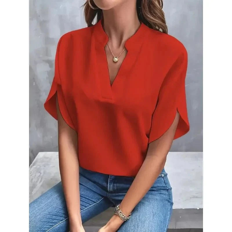 Women's V-Neck Split Sleeve Blouse