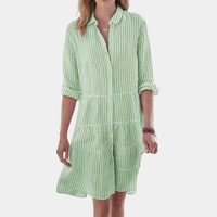 Women's V-Neck Striped Tiered Mini Dress