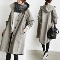 Women's Waterproof Hooded Windbreaker with Buttons