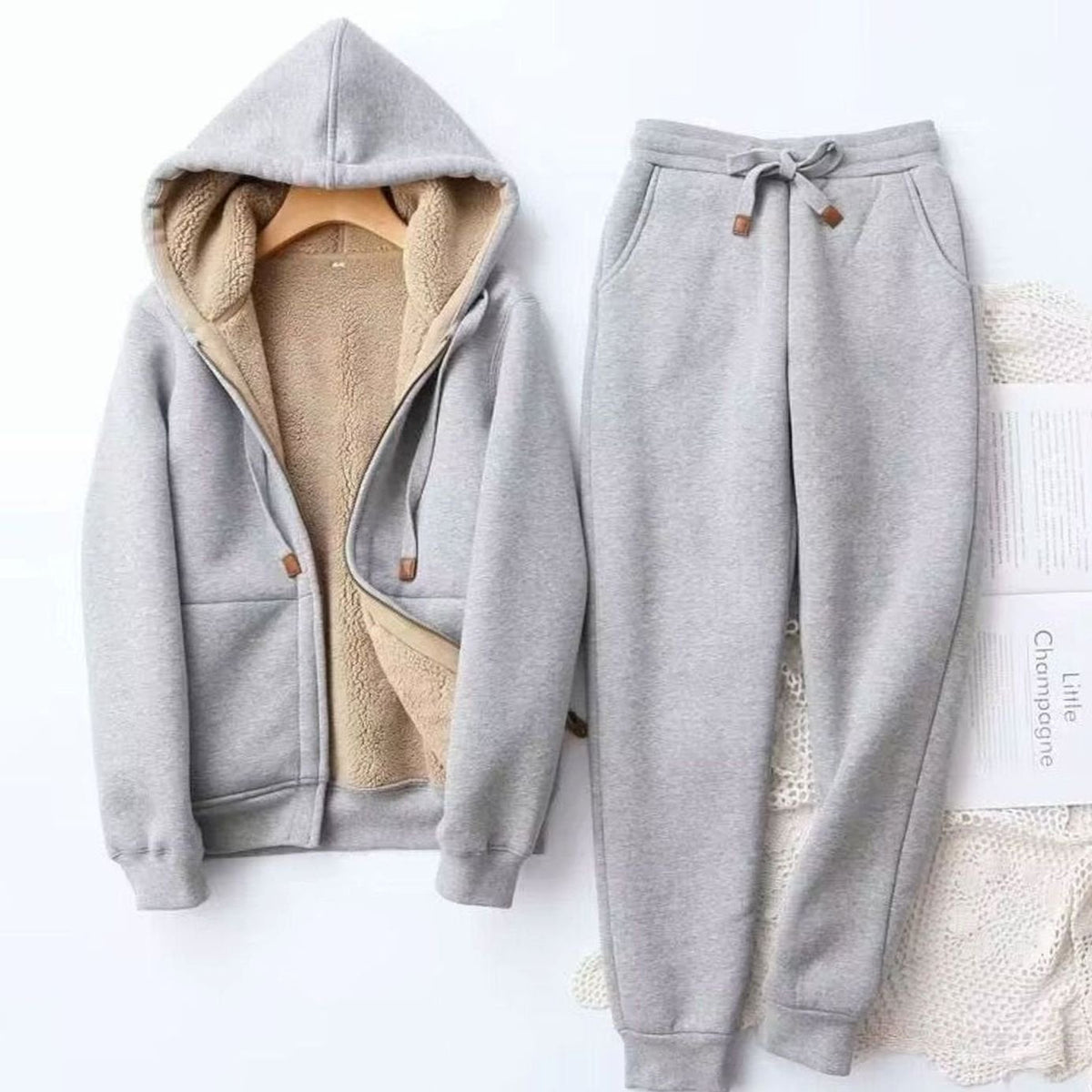 Women's Winter Zip-Up Hooded Tracksuit