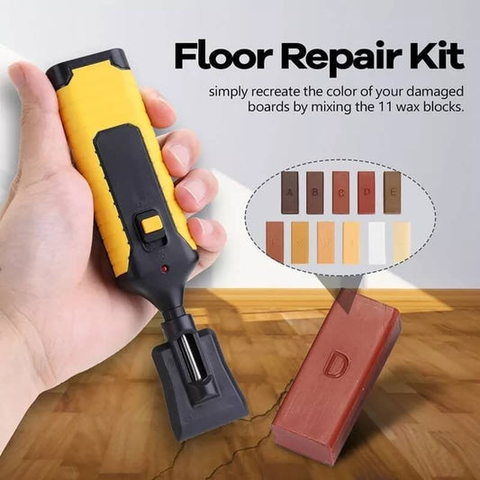 Wood Surface Repair Kit with 11 Wax Blocks and Heat Pen for Furniture, Floors and Cabinets