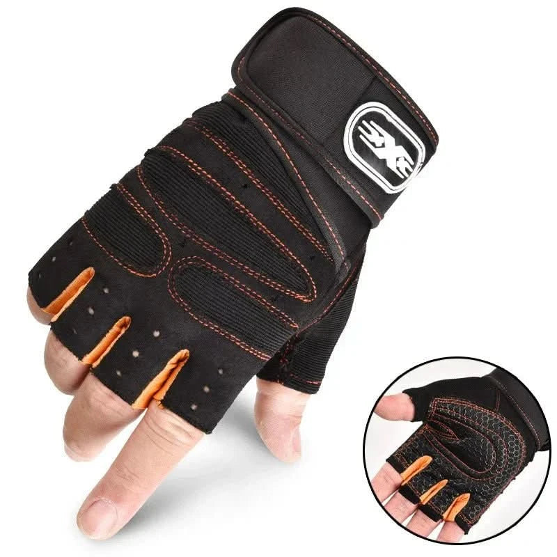 Workout Gloves with Shock-Absorbing Padding and Wrist Support