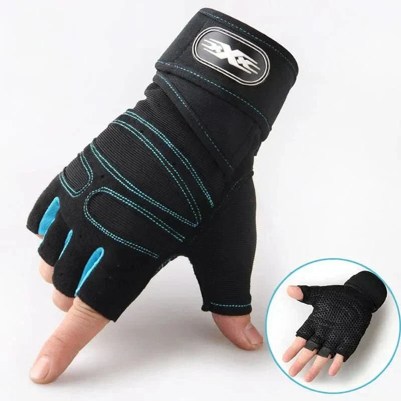 Workout Gloves with Shock-Absorbing Padding and Wrist Support